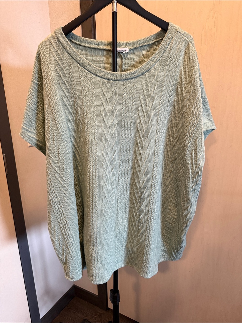 First Love Light Sage Textured Short-Sleeve Top